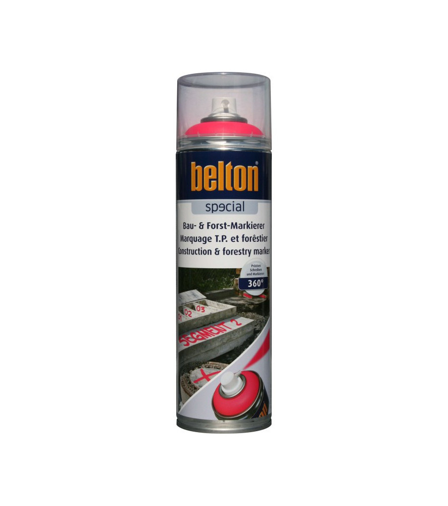 Peinture BELTON marquage TP & Forestier rouge néon 0,5L