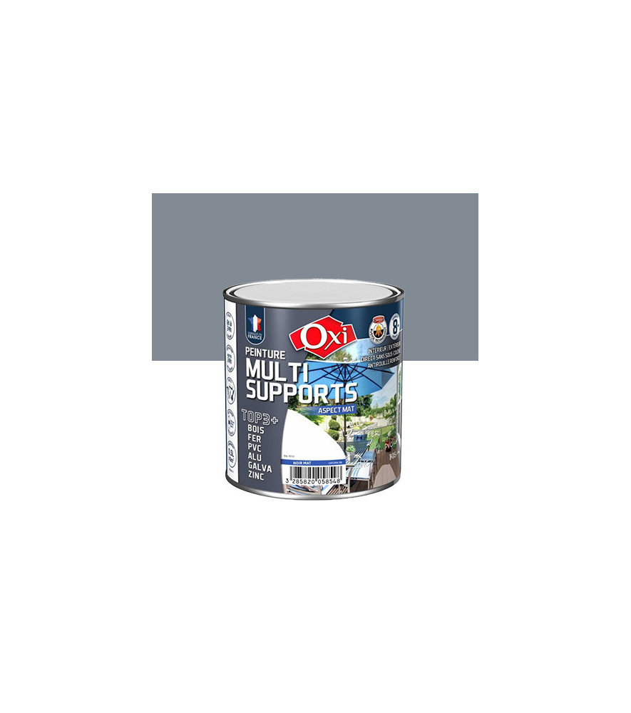 Peinture OXI multi-supports Top3+ gris foncé mat 0,5L