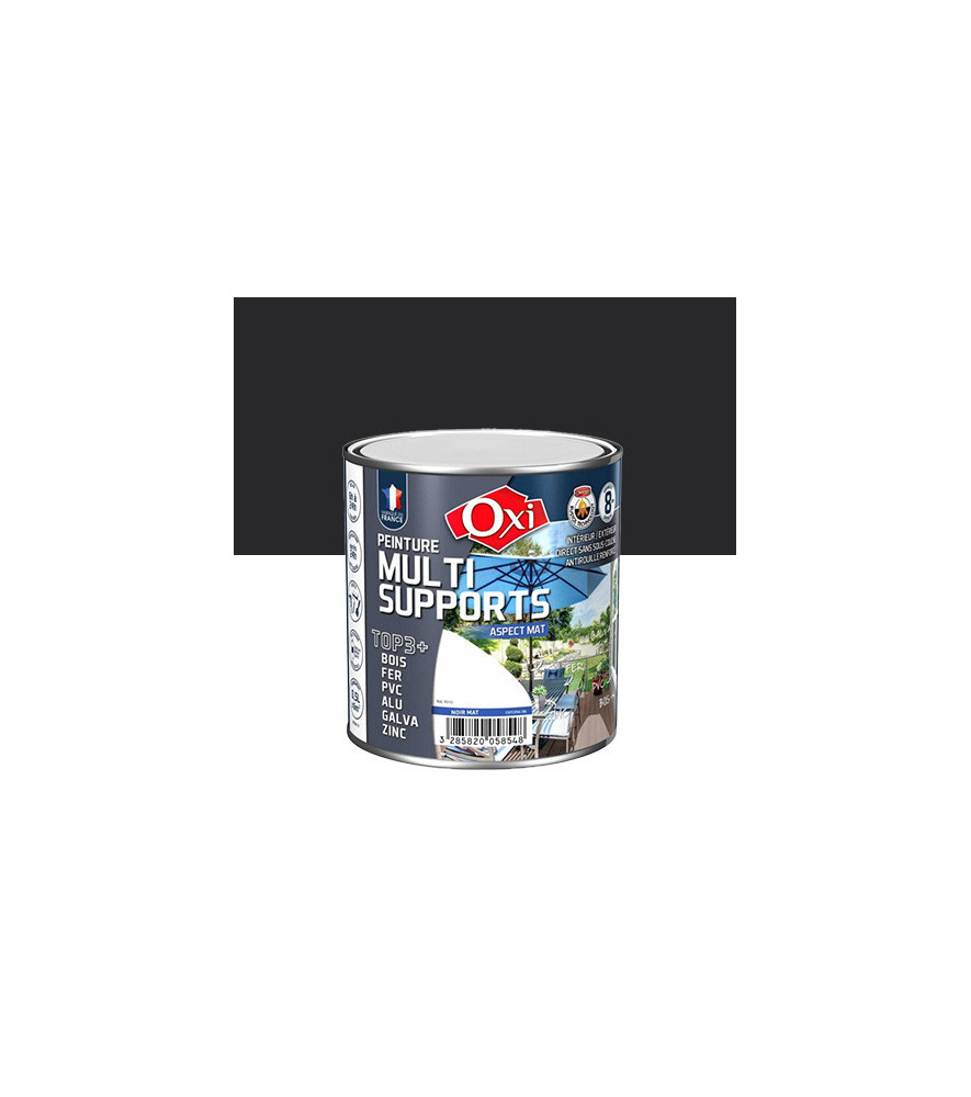 Peinture OXI multi-supports Top3+ noir mat 0,5L