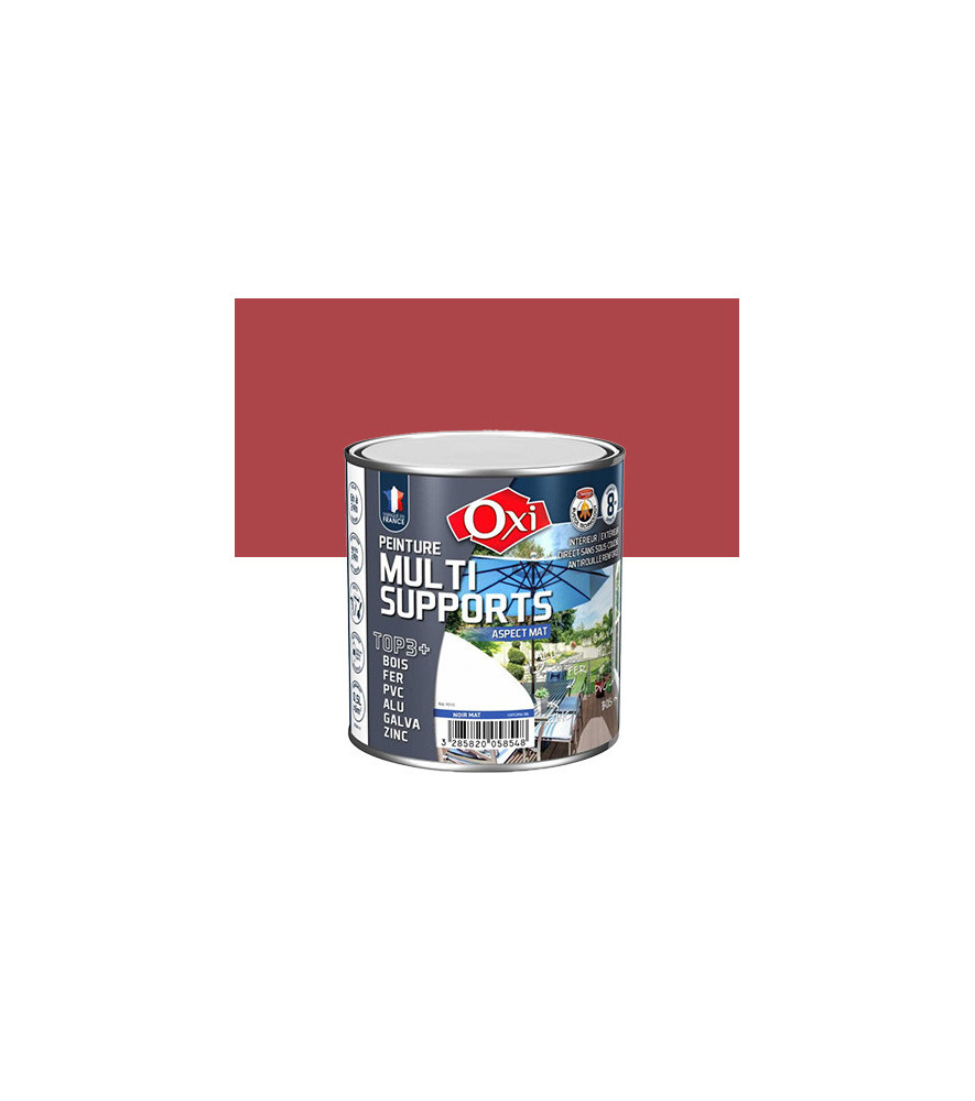 Peinture OXI multi-supports Top3+ rouge vif mat 0,5L