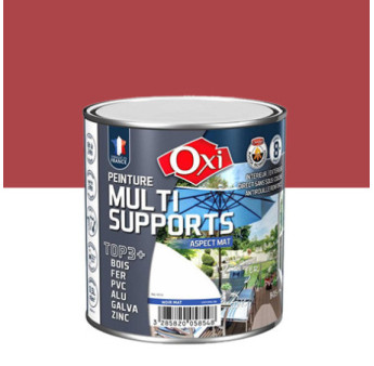 Peinture OXI multi-supports Top3+ rouge vif mat 0,5L