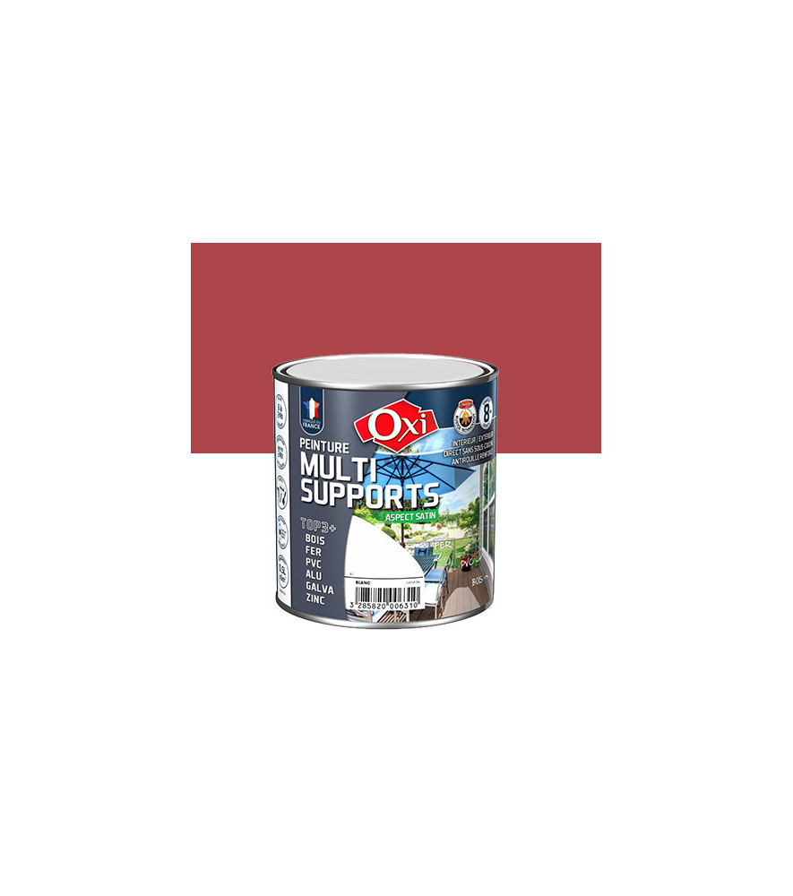 Peinture OXI multi-supports Top3+ rouge vif satin 0,5L