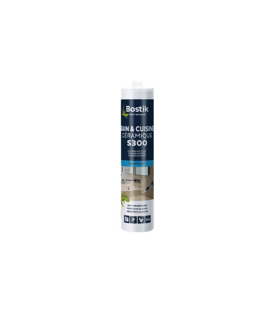 Mastic BOSTIK S300 sanitaire blanc 300ml