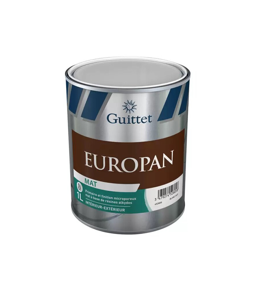 Peinture GUITTET Europan Mat blanc 1L