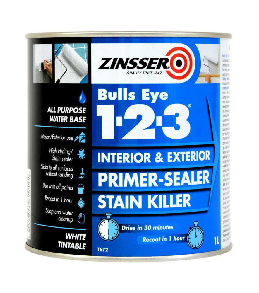 Primaire ZINSSER Bulls Eye 1-2-3 blanc 1L