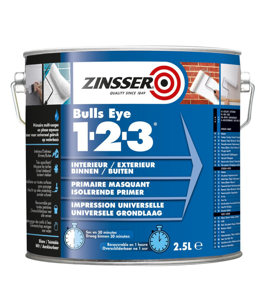 Primaire ZINSSER Bulls Eye 1-2-3 blanc 2,5L