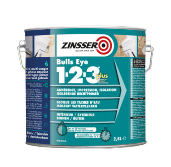 Primaire isolant ZINSSER Bulls Eye 1-2-3 PLUS blanc 2,5L