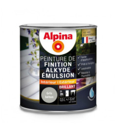 Peinture alkyde émulsion brillant ALPINA 0,5L gris béton