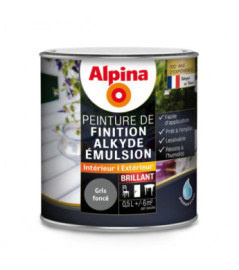 Peinture alkyde émulsion brillant ALPINA 0,5L gris foncé