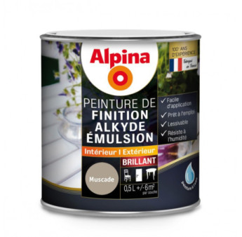 Peinture alkyde émulsion brillant ALPINA 0,5L muscade