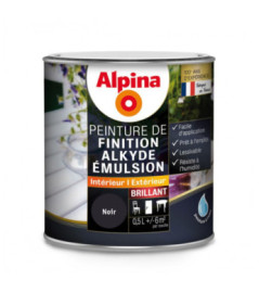 Peinture alkyde émulsion brillant ALPINA 0,5L noir