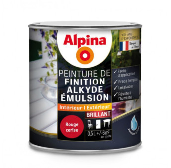 Peinture alkyde émulsion brillant ALPINA 0,5L rouge cerise