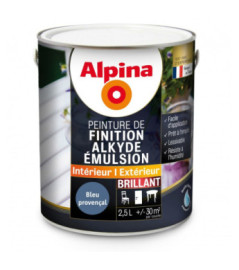 Peinture alkyde émulsion brillant ALPINA 2,5L bleu provençal