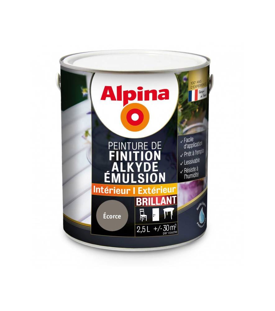 Peinture alkyde émulsion brillant ALPINA 2,5L écorce