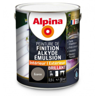 Peinture alkyde émulsion brillant ALPINA 2,5L écorce