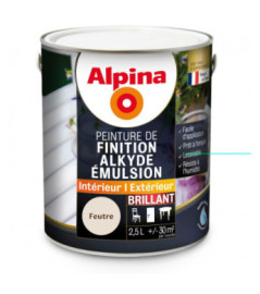 Peinture alkyde émulsion brillant ALPINA 2,5L feutre