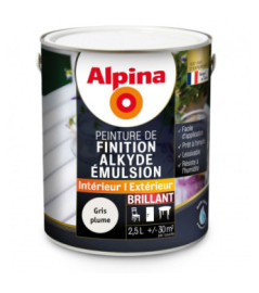 Peinture alkyde émulsion brillant ALPINA 2,5L gris plume