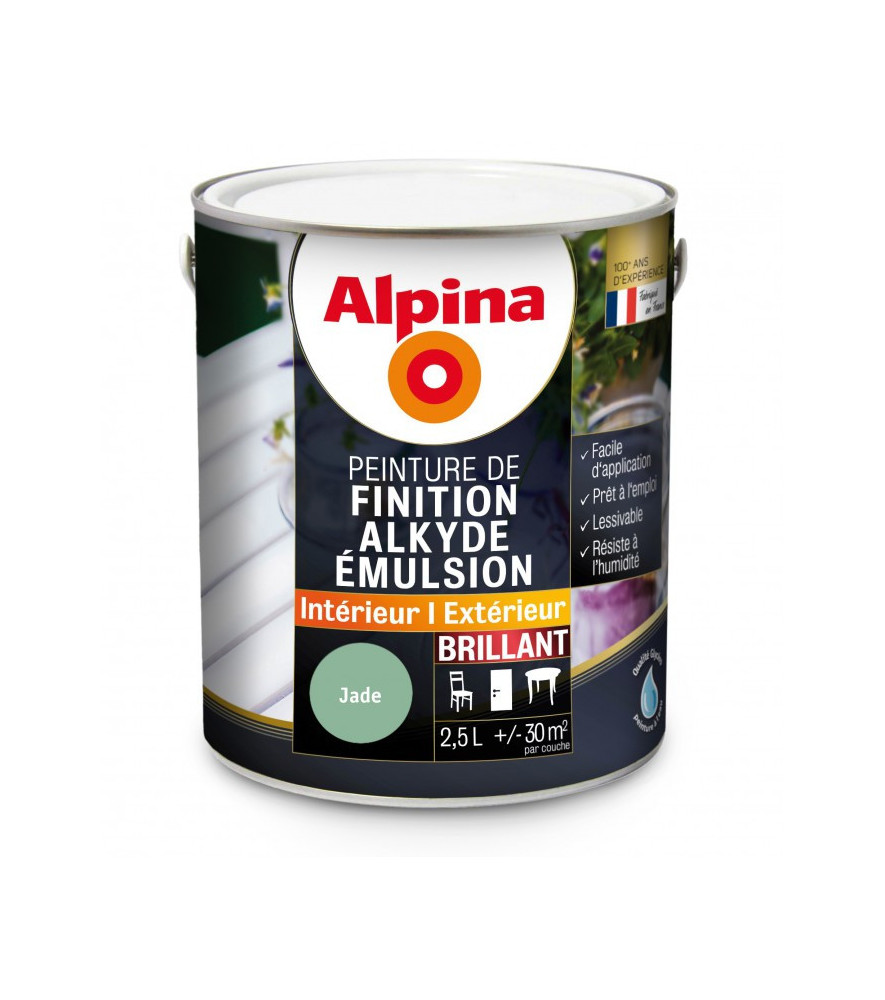 Peinture alkyde émulsion brillant ALPINA 2,5L jade