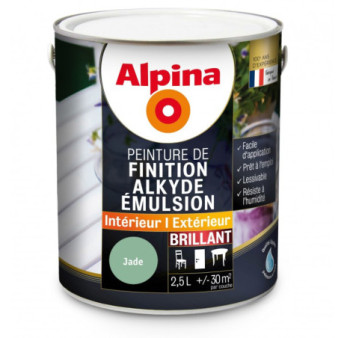 Peinture alkyde émulsion brillant ALPINA 2,5L jade