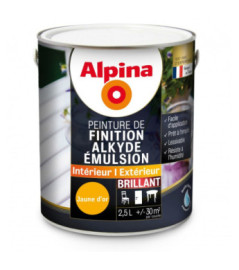 Peinture alkyde émulsion brillant ALPINA 2,5L jaune d'or