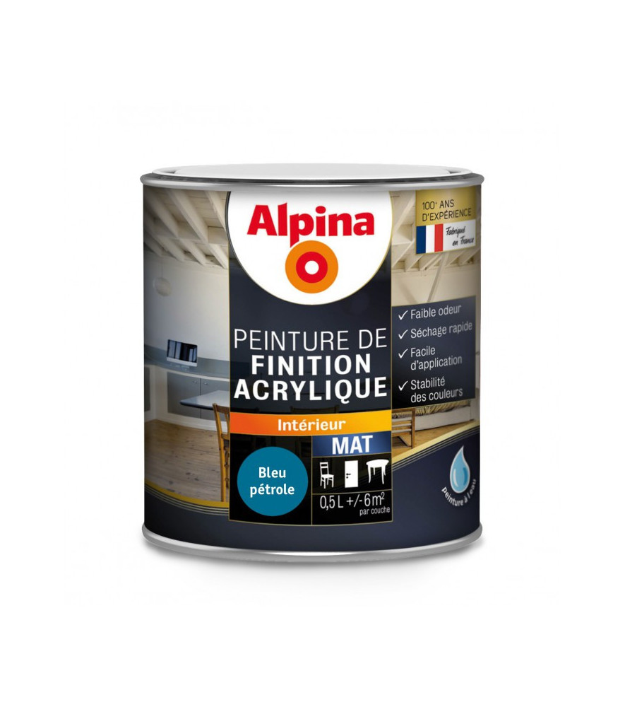 Peinture acrylique mat ALPINA 0,5L bleu pétrole