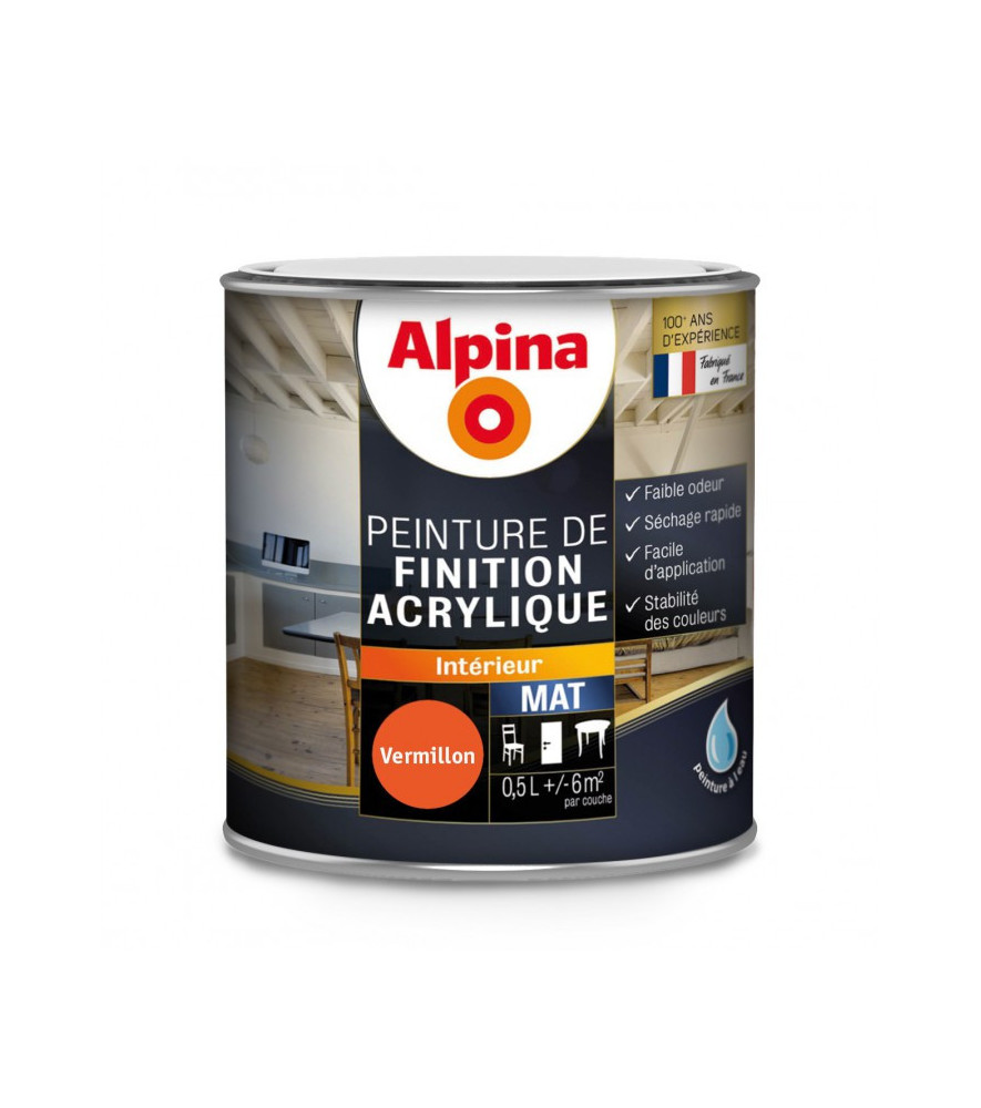 Peinture acrylique mat ALPINA 0,5L vermillon