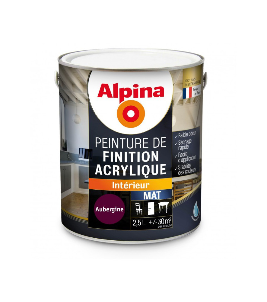 Peinture acrylique mat ALPINA 2,5L aubergine