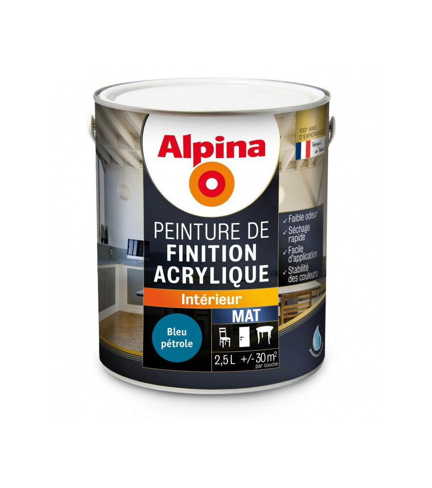 Peinture acrylique mat ALPINA 2,5L  bleu pétrole