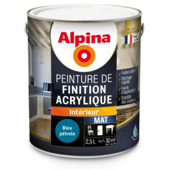 Peinture acrylique mat ALPINA 2,5L  bleu pétrole