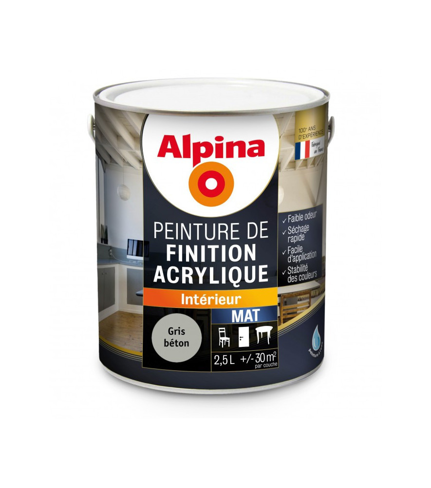 Peinture acrylique mat ALPINA 2,5L gris béton