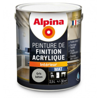 Peinture acrylique mat ALPINA 2,5L gris béton