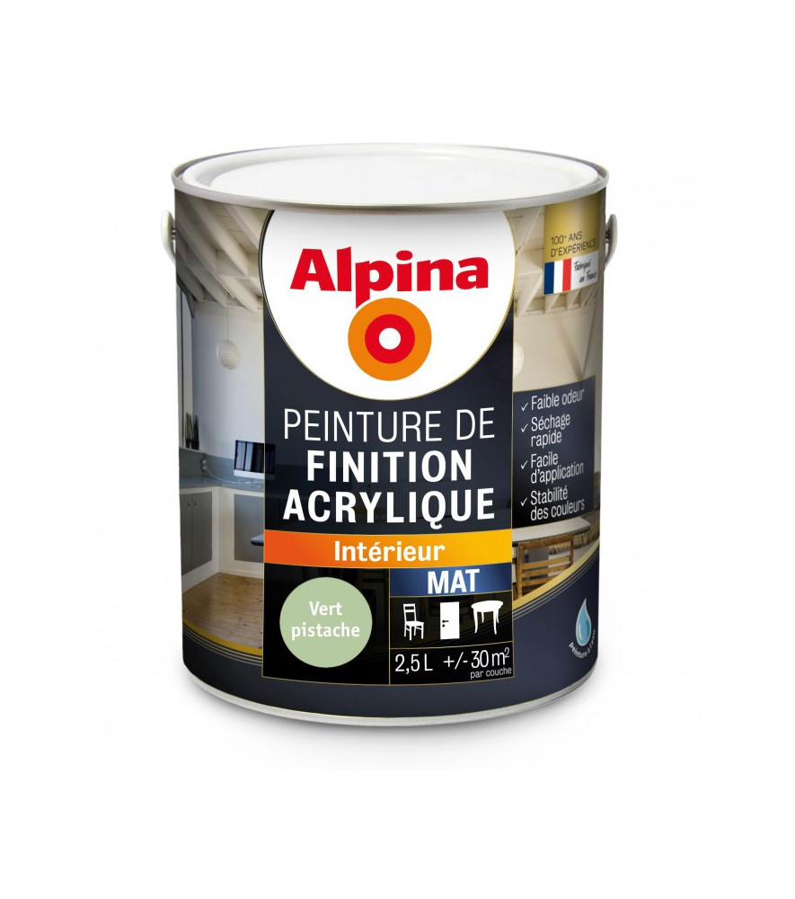 Peinture acrylique mat ALPINA 2,5L vert pistache