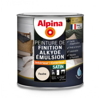 Peinture alkyde émulsion satin ALPINA 0,5L feutre