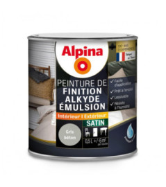 Peinture alkyde émulsion satin ALPINA 0,5L gris béton