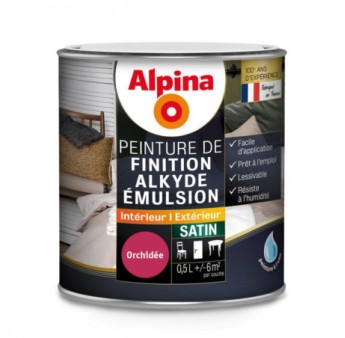 Peinture alkyde émulsion satin ALPINA 0,5L orchidée