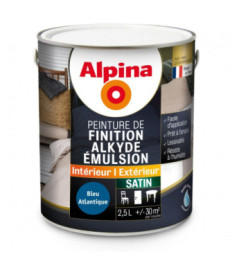 Peinture alkyde émulsion satin ALPINA 2,5L bleu atlantique