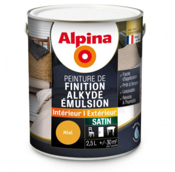 Peinture alkyde émulsion satin ALPINA 2,5L miel