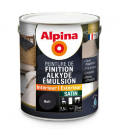 Peinture alkyde émulsion satin ALPINA 2,5L noir