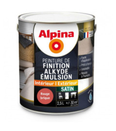 Peinture alkyde émulsion satin ALPINA 2,5L rouge brique