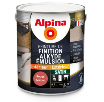 Peinture alkyde émulsion satin ALPINA 2,5L rouge brique