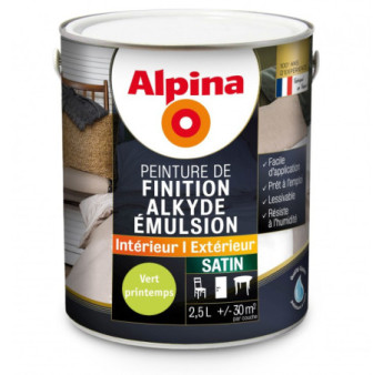 Peinture alkyde émulsion satin ALPINA 2,5L vert printemps