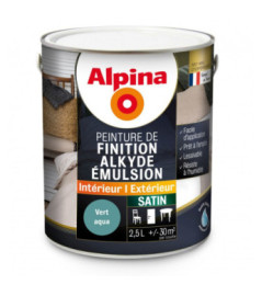 Peinture alkyde émulsion satin ALPINA 2,5L vert aqua