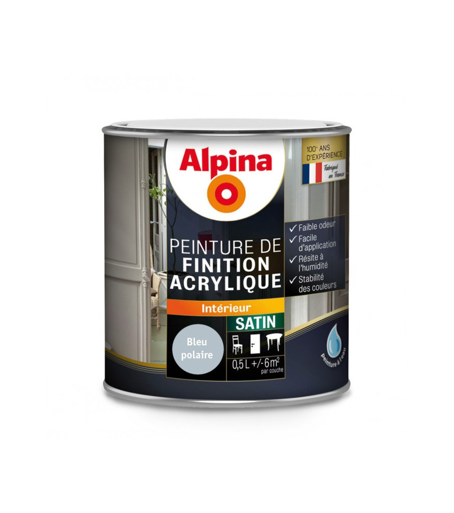 Peinture acrylique satin ALPINA 0,5L bleu polaire