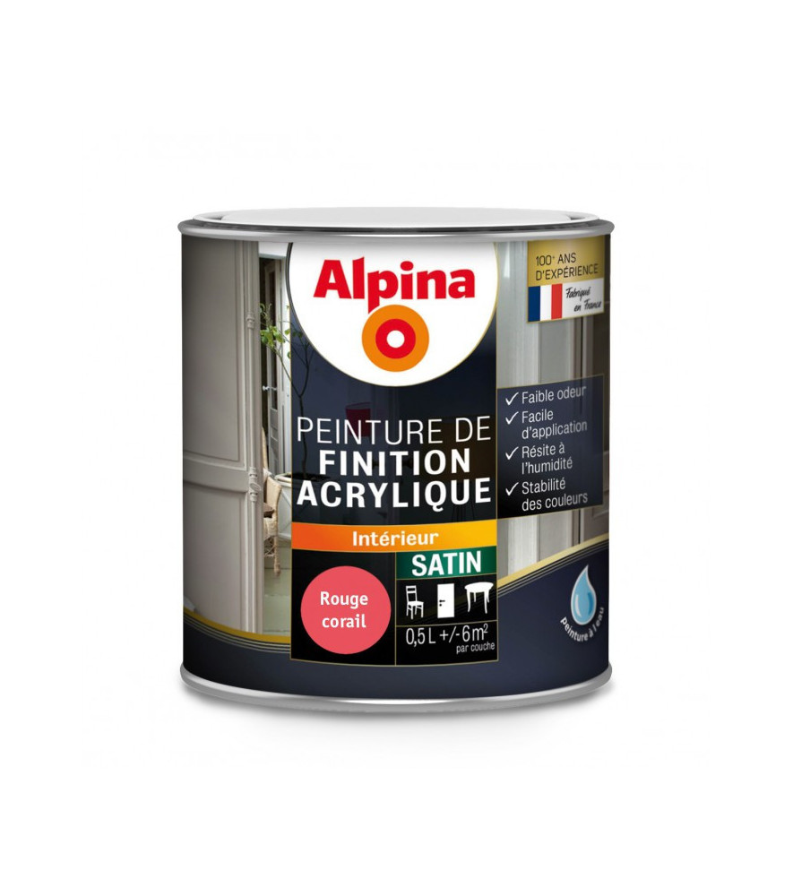 Peinture acrylique satin ALPINA 0,5L rouge corail