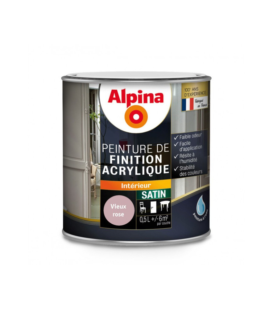 Peinture acrylique satin ALPINA 0,5L vieux rose