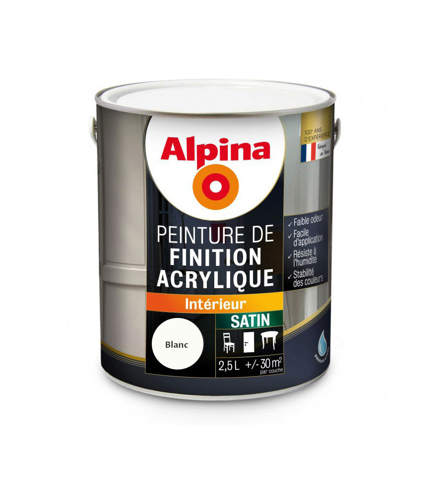 Peinture acrylique satin ALPINA 2,5L blanc