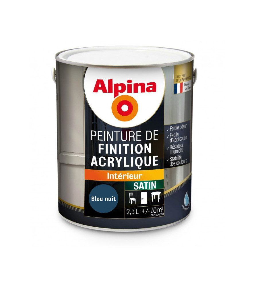 Peinture acrylique satin ALPINA 2,5L bleu nuit