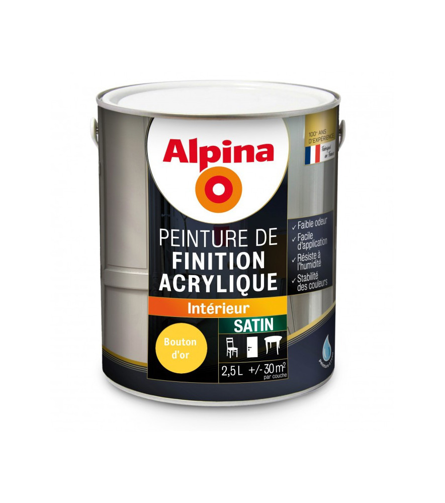 Peinture acrylique satin ALPINA 2,5L bouton d'or