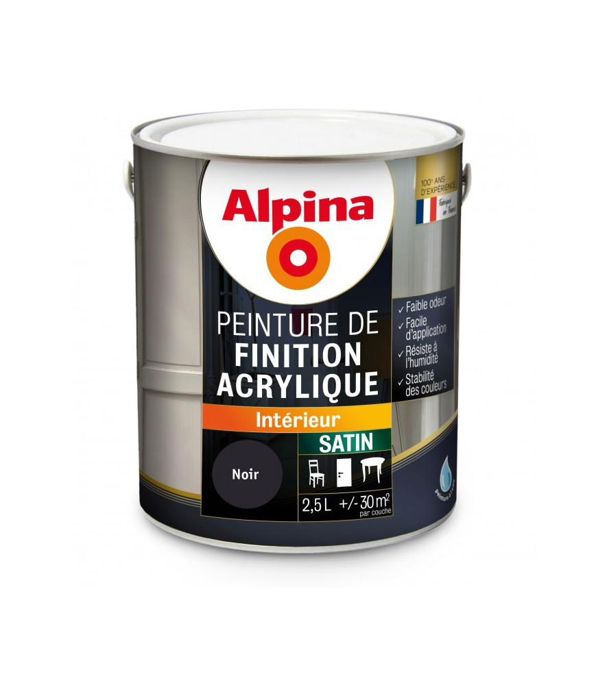 Peinture acrylique satin ALPINA 2,5L noir