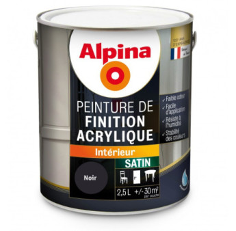 Peinture acrylique satin ALPINA 2,5L noir